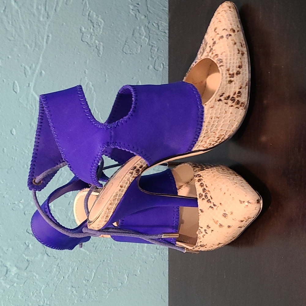 Sexy blue and snakeskin high heels